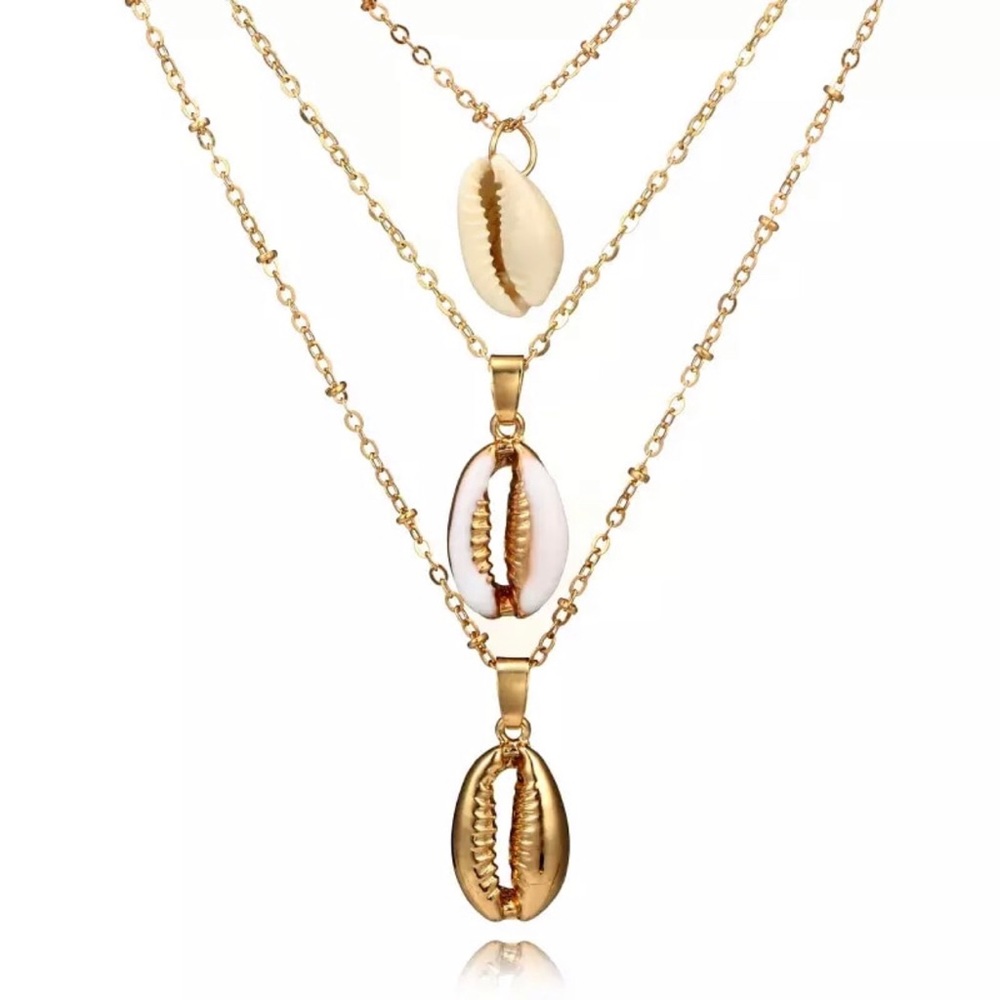 {1 left} 3 Tiered Seashell Necklace - Picture 2 of 5